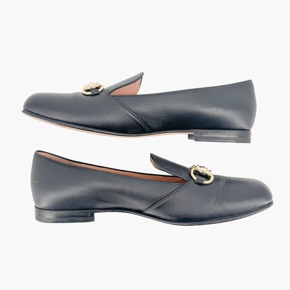 Gucci Horsebit Loafers EU 37 US 7 Black Leather Kira Flat Slip On Shoe Buckle - Picture 8 of 14